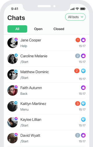 screenshot of SendPulse Chatbots